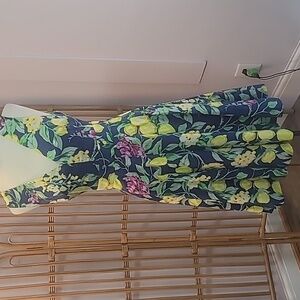 Betsey Johnson summer dress size 4 lemon floral pattern 100% cotton sleeveless